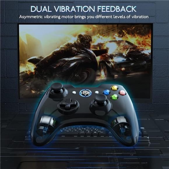 Wireless Gaming Controller, Dual-Vibration Joystick Gamepad Computer Controller - Picture 4 of 6